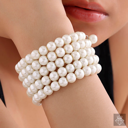Multilayered Spiral Pearl Bracelet